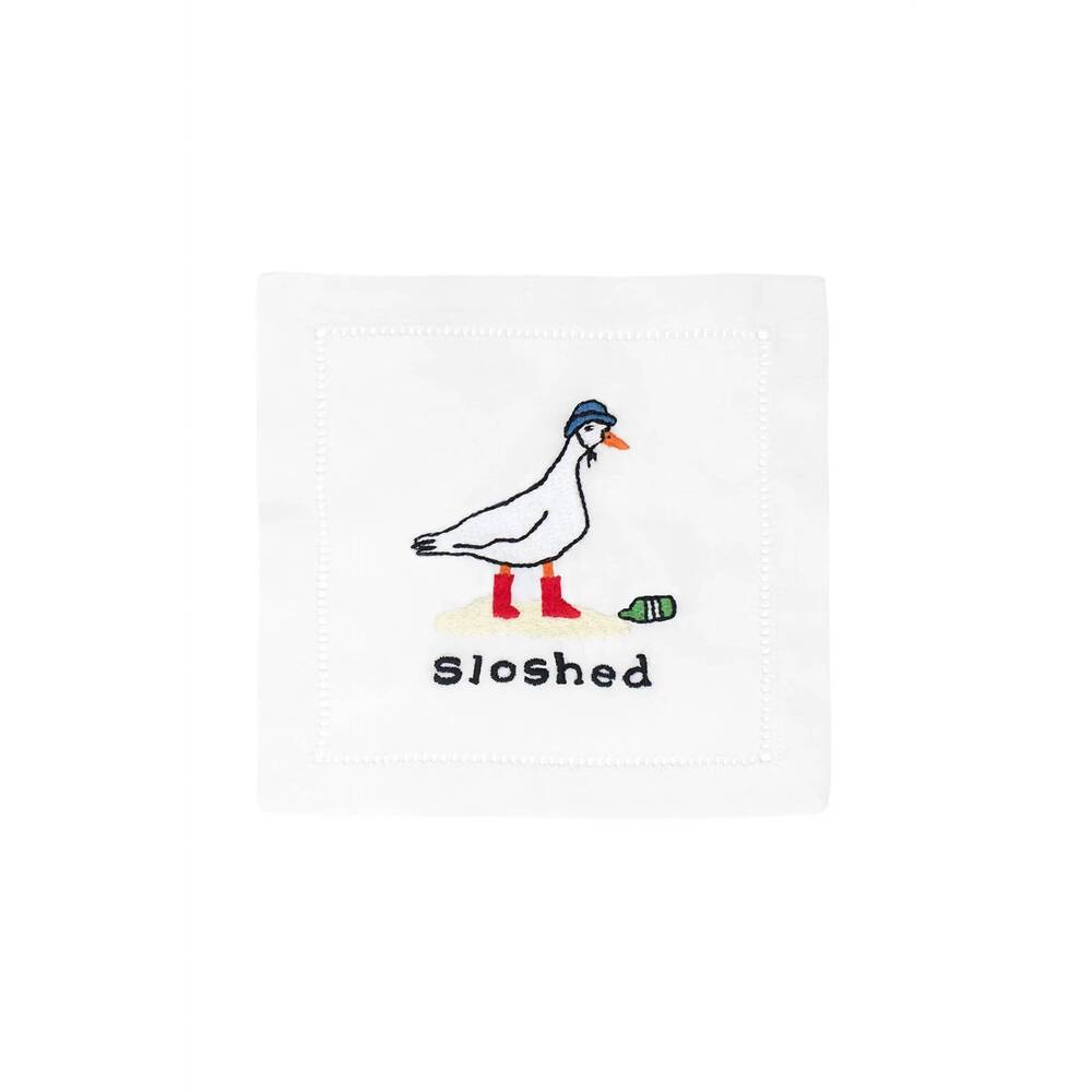 NEW AUGUST MORGAN sloshed cocktail napkins in white